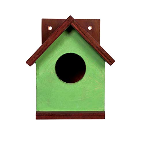Cket Bird House Combo Nest Box Breeding House for Small Birds Eco Friendly Wooden for Garden Balcony Hanging Orange & Green (Pack of 6) - Image 3