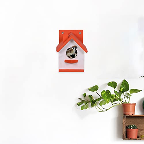 Cket Bird House Combo Nest Box Breeding House for Small Birds Eco Friendly Wooden for Garden Balcony Hanging Orange & Green (Pack of 6) - Image 2