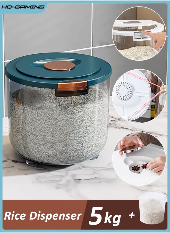 Rice Dispenser, Rice Container Storage with Measuring Cup, Food Cereal Container Bins Household for Kitchen Pantry Organization