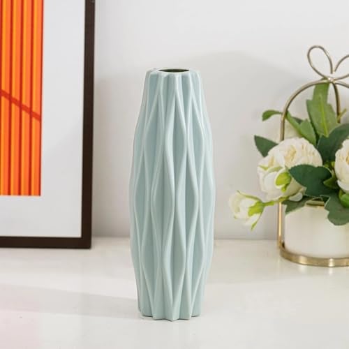 Ascension Plastic Flower Pot for Home Office Bed Room Living Room Decoration Unbreakable Flower Vase for Table Corner Balcony Decoration Different Shaped Flower Pot Vases for Diwali Decoration (Blue) - Image 1