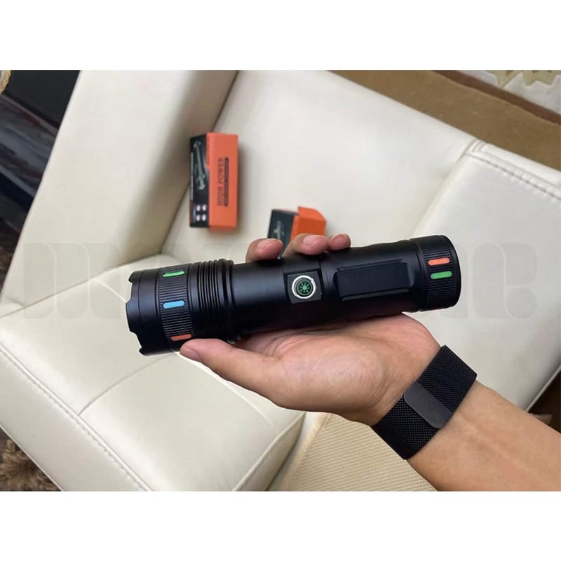 Marrone Outdoor Emergency Torch Light and Power Bank Rechargeable USB TypeC Charging Adjustable Zoomable with 4 Modes Super Bright LED Torch Light with Light Strips - Image 1