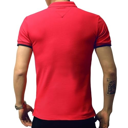 LOGEEYAR Mens Short-Sleeve Slim Fit Cotton Pique Polo Shirt,Large,1-red - Image 3