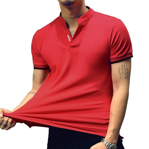 LOGEEYAR Mens Short-Sleeve Slim Fit Cotton Pique Polo Shirt,Large,1-red - Image 4