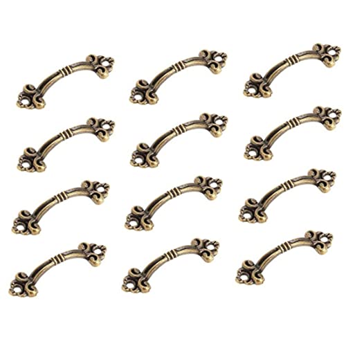 bnafes 12Pcs Small Brass Decorative Jewelry Box Chest Drawer Cabinet Knob Pull Handle - Image 1