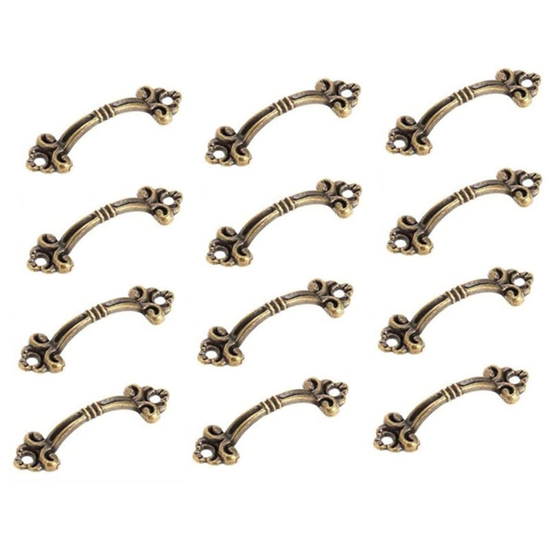 bnafes 12Pcs Small Brass Decorative Jewelry Box Chest Drawer Cabinet Knob Pull Handle - Image 5