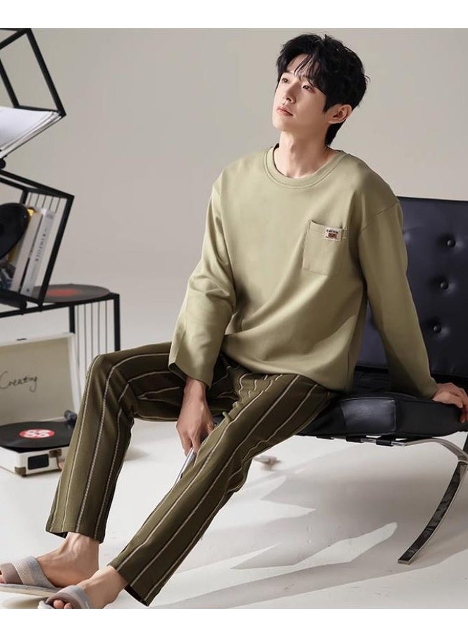 Breathing Pajamas-Men's Pajamas Made Of Pure Cotton, Loose And Comfortable, Long Sleeved Casual Home Suit Set - pzsku/Z9D65F223828D6C27E883Z/45/_/1726132087/75a67708-711d-49a9-abcb-78e9da3a699e