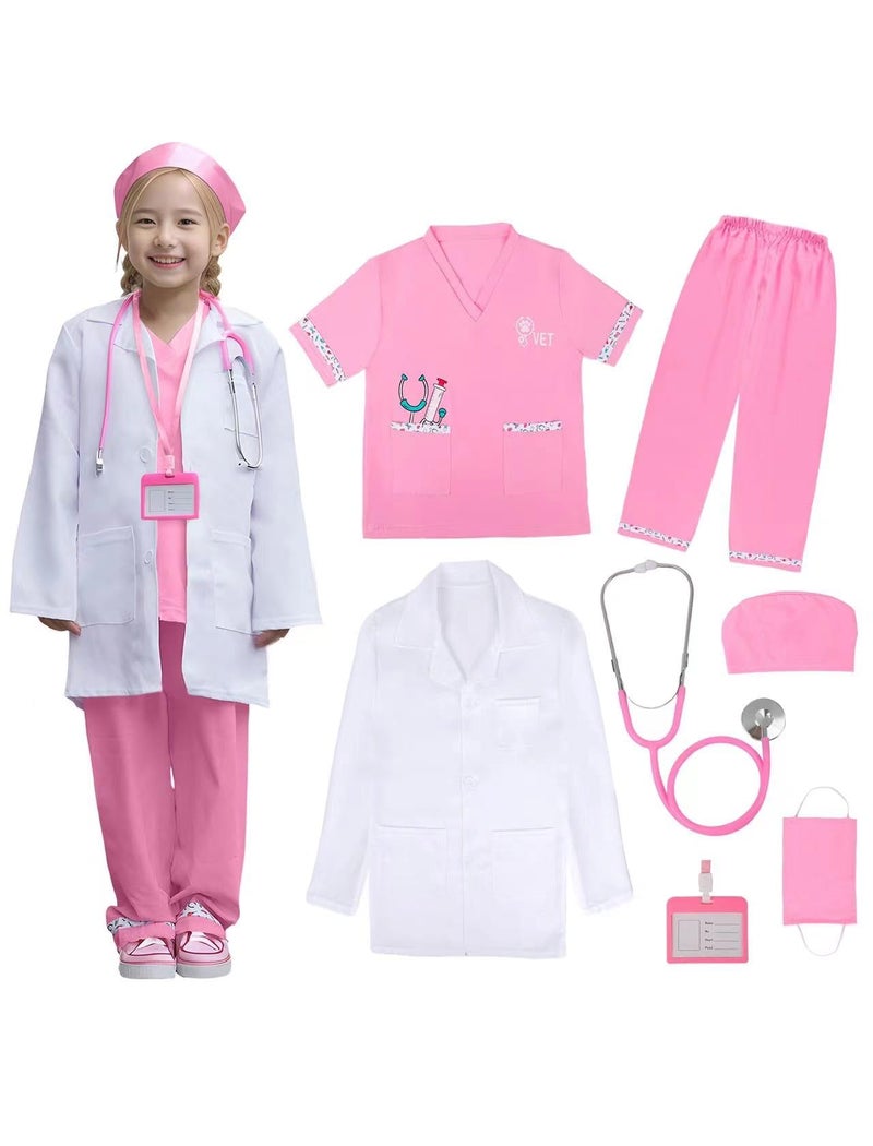 ANPHILE Kids Doctor Veterinarian Costume Vet Costume for Kids with Doctor Coat Career Day Costumes for Girls Boys - Image 3