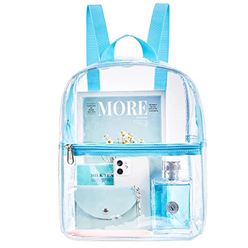 Clearworld Stadium Approved Clear Mini Backpack, Heavy Duty Cold-Resistant Transparent PVC Backpack with Work, Security Travel & Stadium(Baby blue) - Image 2
