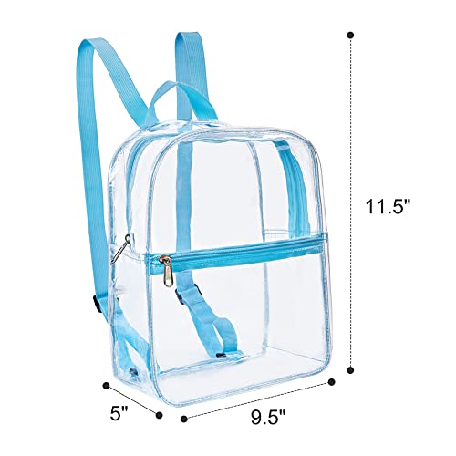 Clearworld Stadium Approved Clear Mini Backpack, Heavy Duty Cold-Resistant Transparent PVC Backpack with Work, Security Travel & Stadium(Baby blue) - Image 3