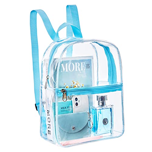 Clearworld Stadium Approved Clear Mini Backpack, Heavy Duty Cold-Resistant Transparent PVC Backpack with Work, Security Travel & Stadium(Baby blue) - Image 1
