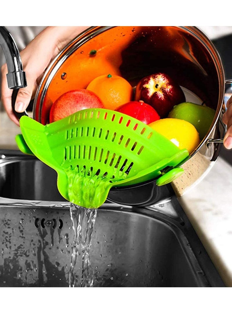 SYOSI Snap N Strain Strainer, Clip On Silicone Colander, Fits all Pots and Bowls - Lime Green - Image 3