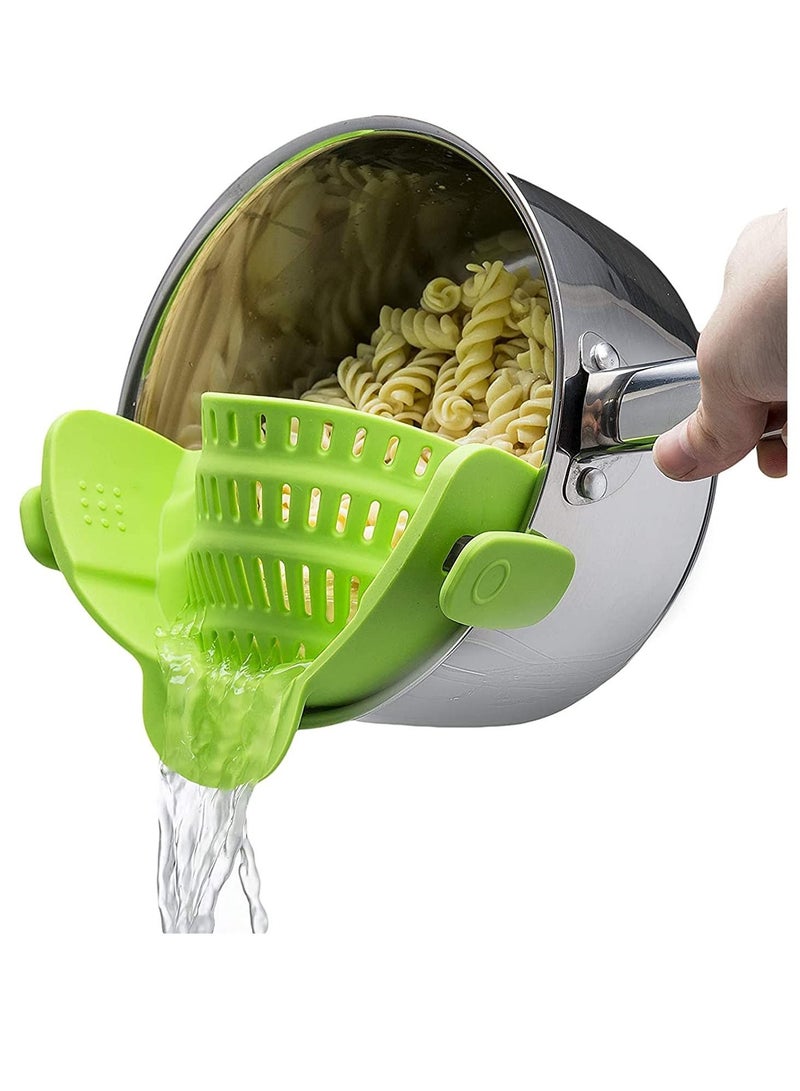 SYOSI Snap N Strain Strainer, Clip On Silicone Colander, Fits all Pots and Bowls - Lime Green - Image 1