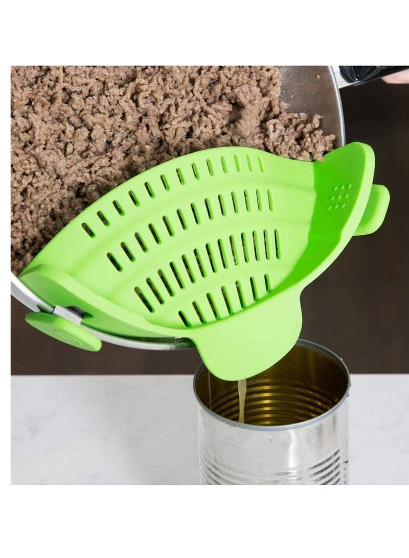 SYOSI Snap N Strain Strainer, Clip On Silicone Colander, Fits all Pots and Bowls - Lime Green - Image 2