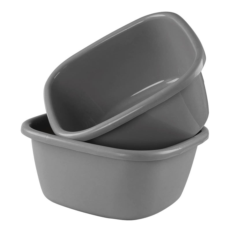 Begale 2Pack Large Wash BasinDish Pan 18 Quart Gray