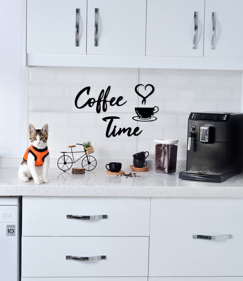 4eN Coffee Time Wall Sign â€“ Modern MDF Wooden Wall Decor for Kitchen & Coffee Bar â€“ Stylish Cafe & Coffee Corner Decoration-4 Pieces - Image 5