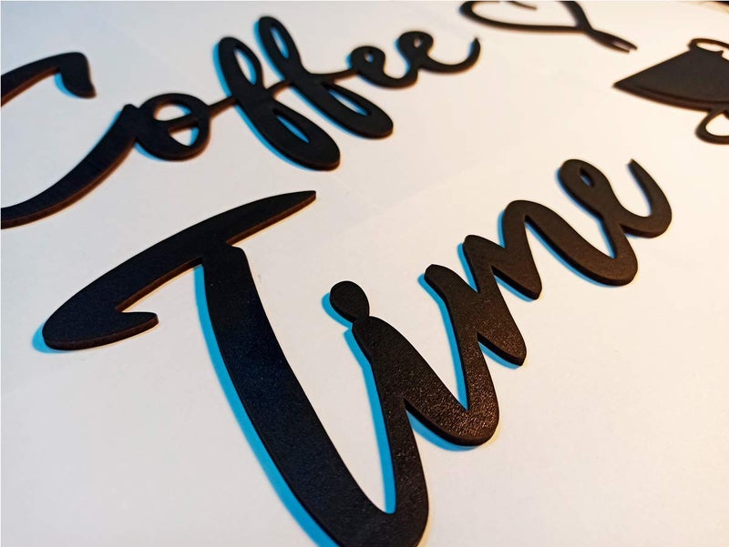 4eN Coffee Time Wall Sign â€“ Modern MDF Wooden Wall Decor for Kitchen & Coffee Bar â€“ Stylish Cafe & Coffee Corner Decoration-4 Pieces - Image 3