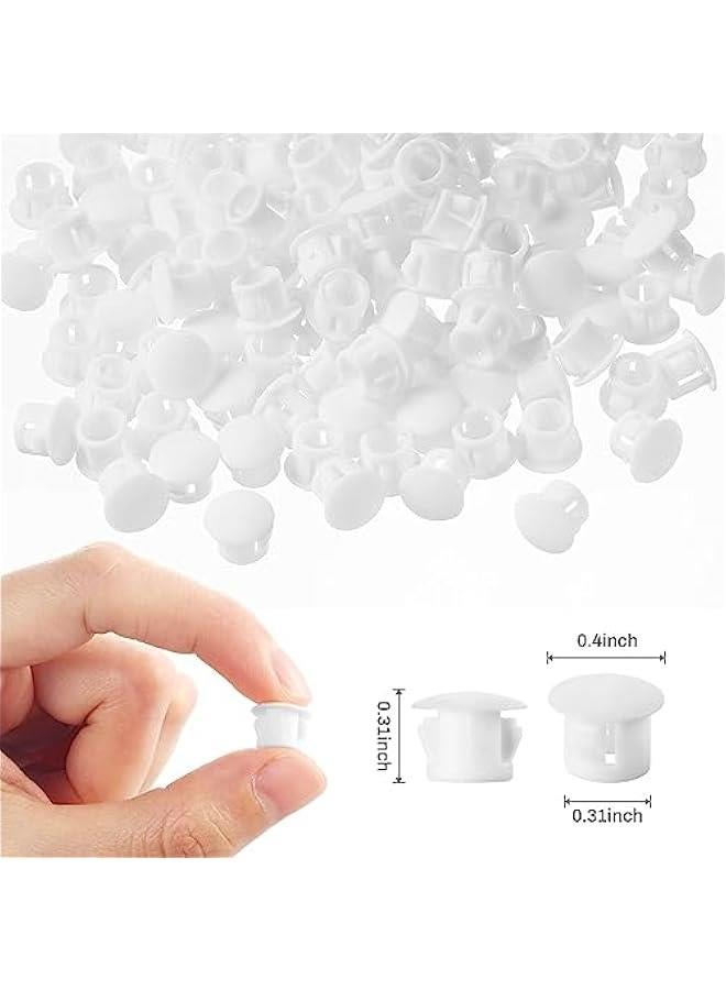 300 Pcs Plastic Hole Plugs White Screw Cover Snap in Locking Plug Flush Type Panel Round for Kitchen Furniture Chair Cabinets Hole(5/16 Inch, , 300) - Image 4