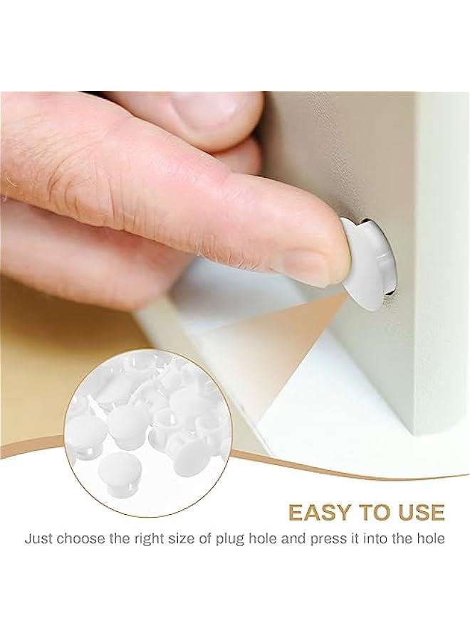 300 Pcs Plastic Hole Plugs White Screw Cover Snap in Locking Plug Flush Type Panel Round for Kitchen Furniture Chair Cabinets Hole(5/16 Inch, , 300) - Image 5