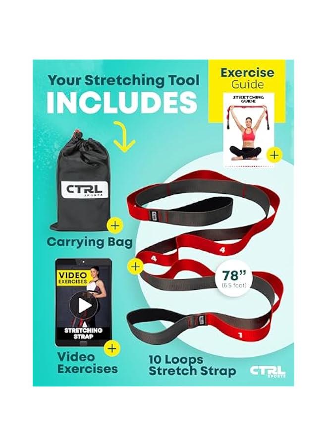 Generic Stretching Strap with Loops - Non Elastic Stretch Band for Physical Therapy, Yoga Strap for Stretching Equipment, Stretch Bands for Exercise and Flexibility - Fascia, Hamstring & Leg Stretcher Belt  - Image 2