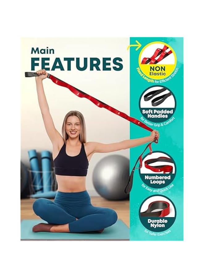 Generic Stretching Strap with Loops - Non Elastic Stretch Band for Physical Therapy, Yoga Strap for Stretching Equipment, Stretch Bands for Exercise and Flexibility - Fascia, Hamstring & Leg Stretcher Belt  - Image 3