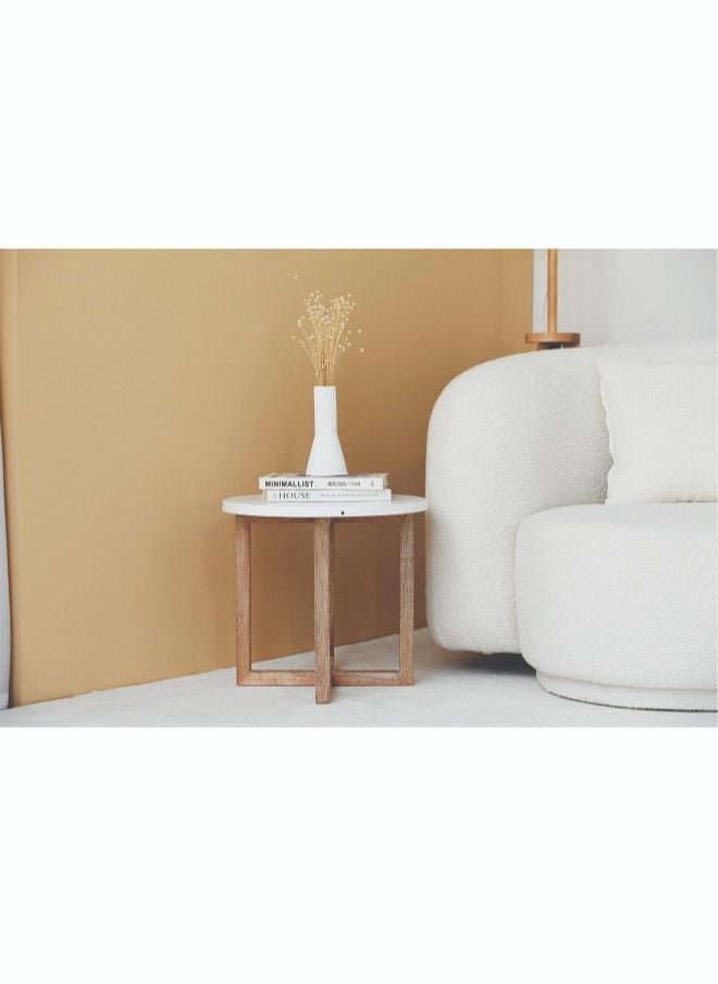 Sement طاولة جانبية دائرية - بيضاء  - Image 4