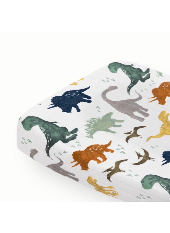 ليتل يونيكورن غطاء وسادة تغيير حفاضات فاخر بتصميم وحيد القرن الصغير | قماش موسلين فائق النعومة والتهوية (أصدقاء الديناصورات) - Image 1