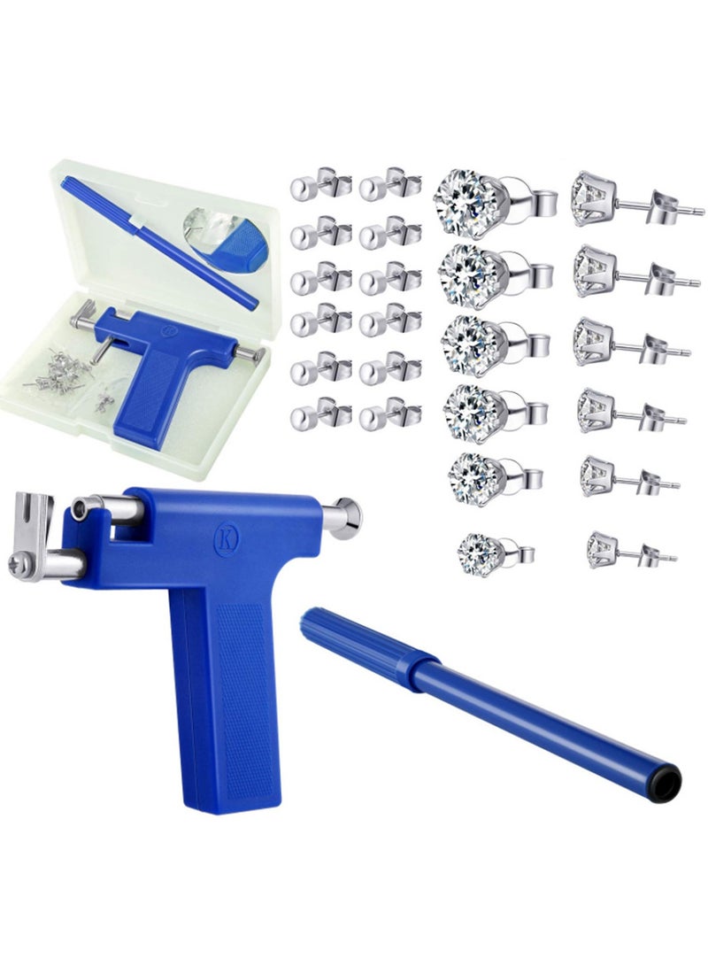 1 Set Professional Steel Stainless Ear Piercing Gun Kit with 12 Pairs Steel Ear Studs Pen Painless Body Piercing Tool - Image 1