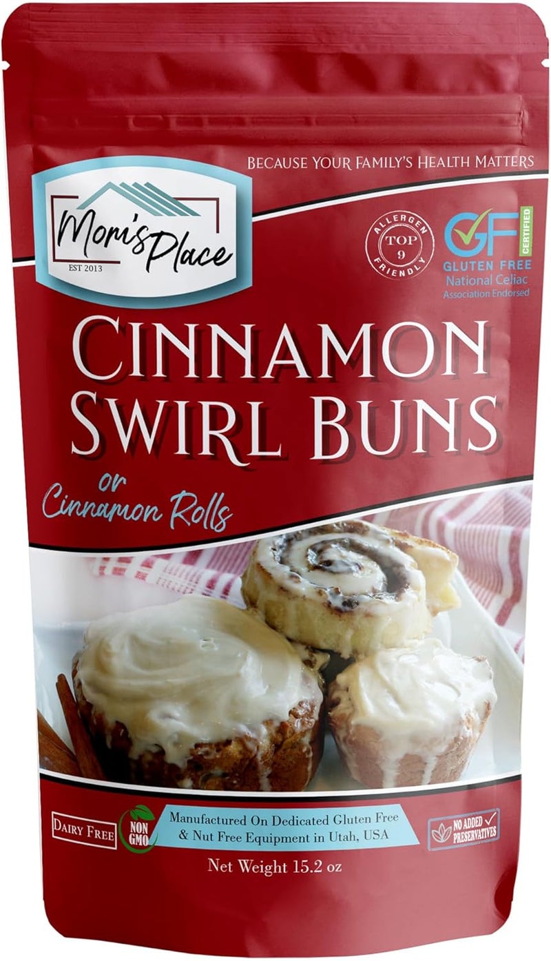 Mom's Place Gluten-Free Cinnamon Swirl Buns or Cinnamon Rolls Mix - Vegan, Nut Free, Dairy Free & Soy Free, 15.2 oz - Image 1