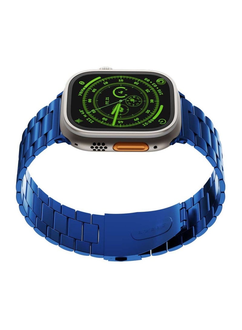 LEVELO Monet Metal Watch Strap for Apple Watch 49mm / Water & Abrasion Resistance / Extreme Durability / Stainless Steel Apple Watch Band - Blue - Image 1