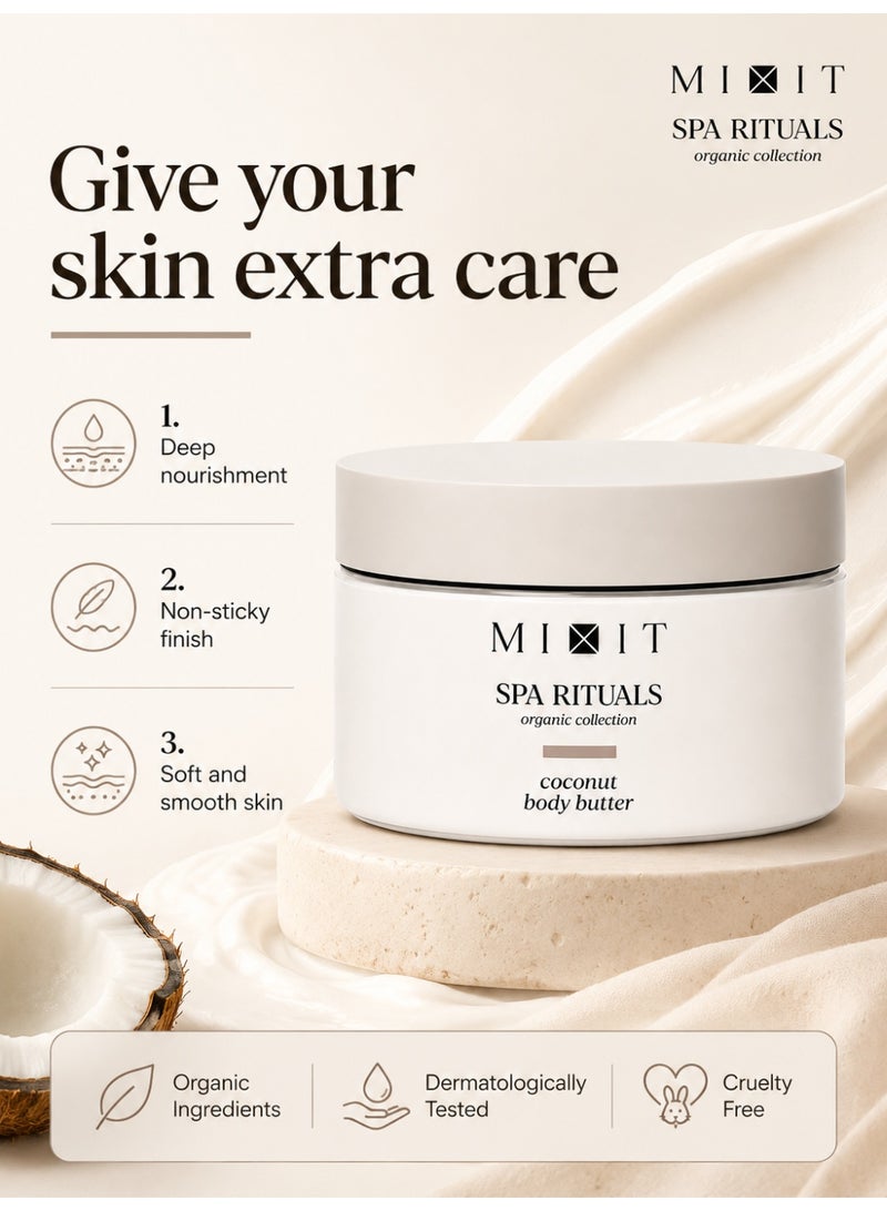 MIXIT Spa Rituals Coconut Hydrating Body Butter, Lightweight Moisturizer with Shea & Cocoa Butter, 250g - Image 5