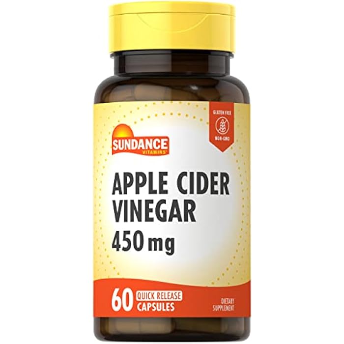 Sundance Apple Cider Vinegar Capsules | 450mg | 60 Count | Non-GMO and Gluten Free Supplement - Image 1