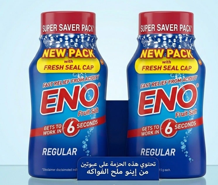 مسحوق إينو بنكهة عادية مضاد للحموضة 100 غرام - راحة سريعة وفعالة من حرقة المعدة والحموضة والغازات (عبوتين)