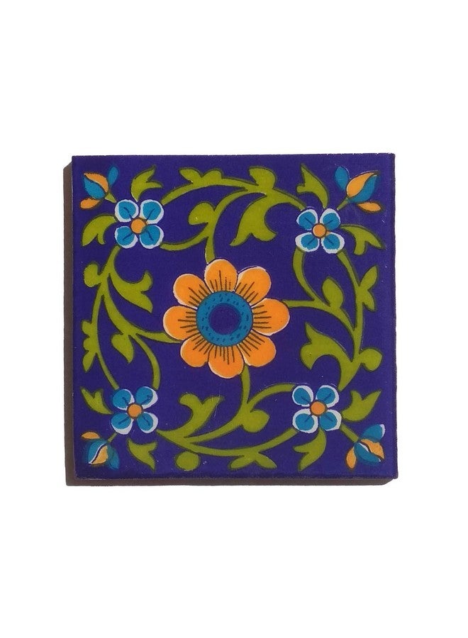 Shiv Kripa Blue Pottery Home Decorative Wall Flooring Ceramic Tiles 4" X 4" Inch Set of 6 Tiles(Multi-Color) - Image 2