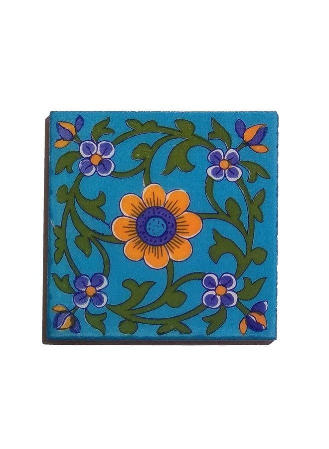 Shiv Kripa Blue Pottery Home Decorative Wall Flooring Ceramic Tiles 4" X 4" Inch Set of 6 Tiles(Multi-Color) - Image 5