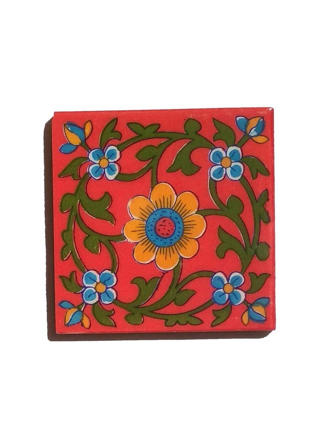 Shiv Kripa Blue Pottery Home Decorative Wall Flooring Ceramic Tiles 4" X 4" Inch Set of 6 Tiles(Multi-Color) - Image 4