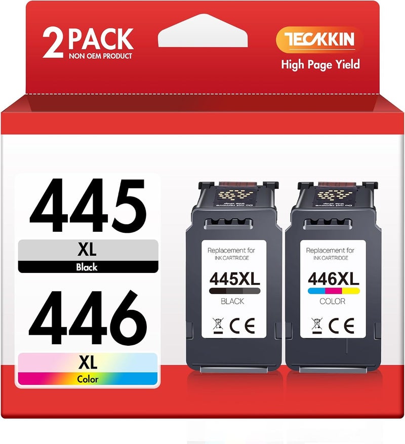 PG-445XL CL-446XL 445 446 Ink Cartridges High Yield Replacement for Canon 445 446 Ink Cartridges for Canon Ink 445 446 Compatible with Canon Lp2840 Mg2440 Mg2540 Mg2940 Printers (2 Pack, 445XL 446XL） - Image 1