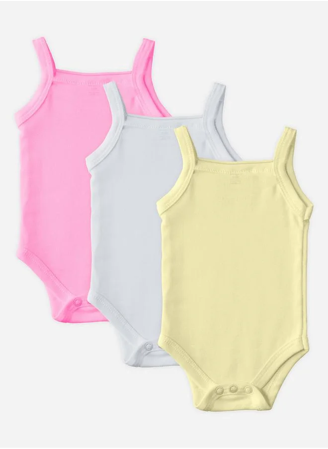 Babies Basic Pack of 3 - Solid Combed Cotton Sleeveless Bodysuit