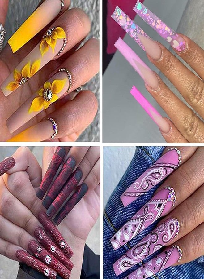 bolt bee Clear Extra Long C Curve False Nail Tips,480Pcs XXL Deep C Curve Acrylic Fake Nail Tips with Bag for Nail Salon and DIY, Extra Long French Nail Tips Half Cover Straight Square Nail Tips 10 Sizes - Image 4