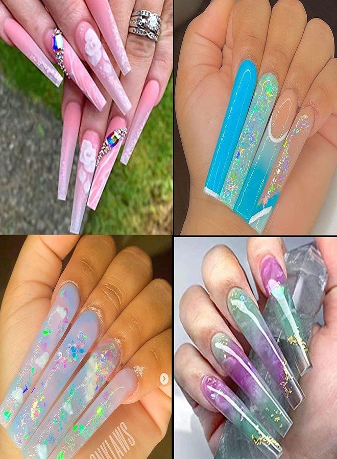 bolt bee Clear Extra Long C Curve False Nail Tips,480Pcs XXL Deep C Curve Acrylic Fake Nail Tips with Bag for Nail Salon and DIY, Extra Long French Nail Tips Half Cover Straight Square Nail Tips 10 Sizes - Image 5