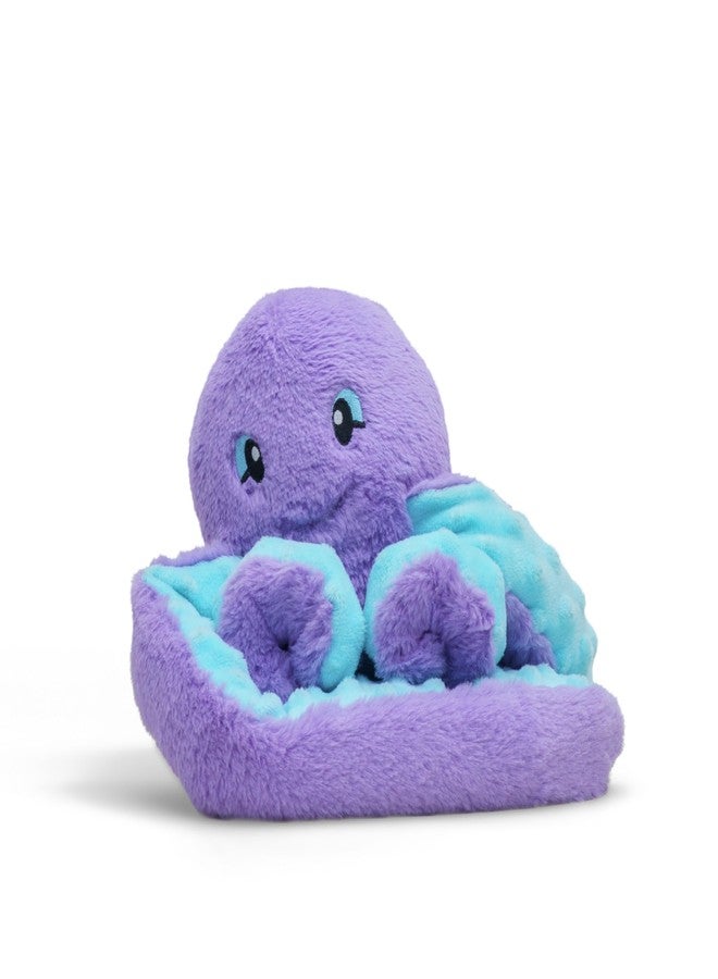 HUGIMALS Hugarounds Indigo the Octopus، 2.5 رطل، لفافة رقبة وكتفين مخملية ثقيلة قابلة للتسخين في الميكروويف | عناق مهدئ ومريح للعناية الذاتية والاسترخاء | بدون رائحة، مناسب للأطفال من عمر سنتين فما فوق - Image 1