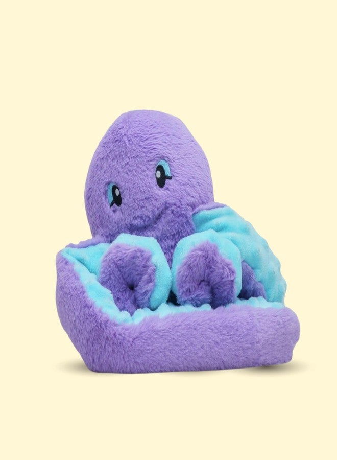 HUGIMALS Hugarounds Indigo the Octopus، 2.5 رطل، لفافة رقبة وكتفين مخملية ثقيلة قابلة للتسخين في الميكروويف | عناق مهدئ ومريح للعناية الذاتية والاسترخاء | بدون رائحة، مناسب للأطفال من عمر سنتين فما فوق - Image 2