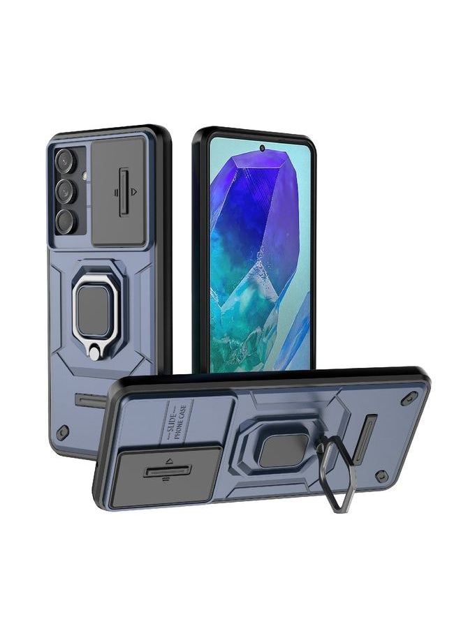 HuHa Case Cover For Samsung Galaxy M55 5G Sliding Camshield TPU + PC Shockproof Phone Case with Holder Blue 