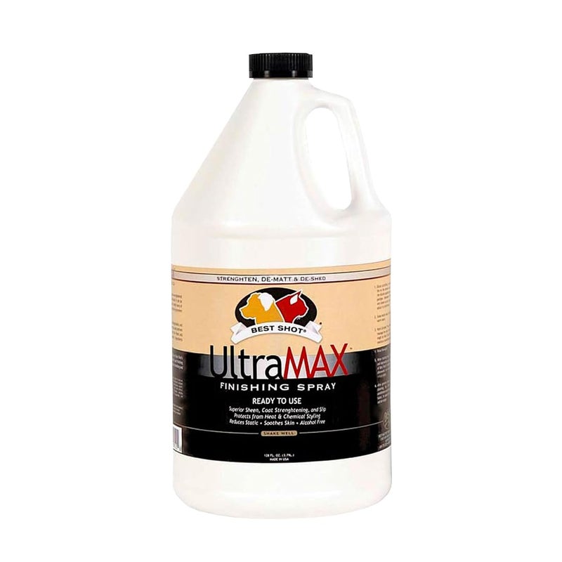 Best Shot UltraMAX Pro Finishing Spray, Ideal Detangler Spray for Pets, Hydrating and Soothing Pet Grooming Spray, for Dogs and Cats, 1.1 Gallon - Image 1
