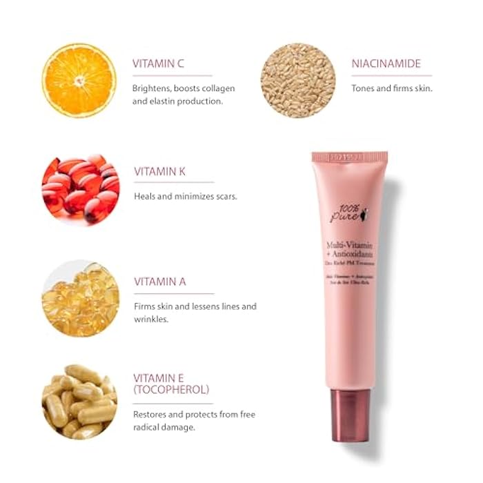 100 % Pure 100% PURE Multi-Vitamin + Antioxidants Ultra Riche PM Treatment Skin Renewing Night Cream Vitamin C & Retinol Facial Moisturizer, Powerful Anti-Aging Moisture Replenishment - 1.5 oz - Image 3