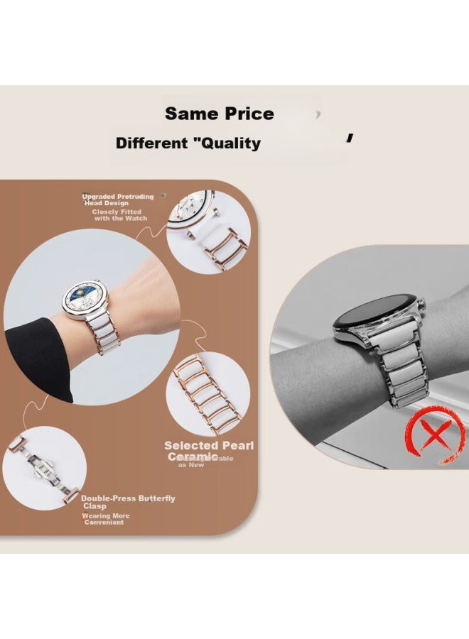 watchbond Watchband For Huawei Watch Gt 5 Pro White Ceramic Strap Gt 5/gt 4 Women's 41mm Smart Sports 18mm Girls High-end Fashion Watch Strap - Image 2