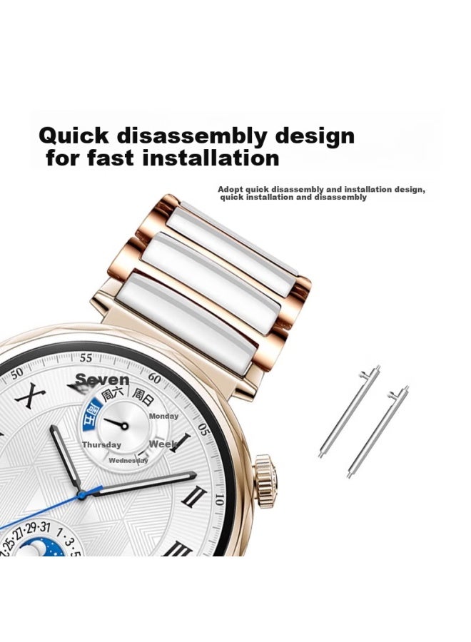 watchbond Watchband For Huawei Watch Gt 5 Pro White Ceramic Strap Gt 5/gt 4 Women's 41mm Smart Sports 18mm Girls High-end Fashion Watch Strap - Image 3