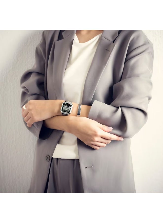 CASIO A100WE-1A Vintage Digital Quartz Watch, 40.7 mm Silver Dial, Resin Case & Stainless Steel Bracelet, Water-Resistant - Image 4