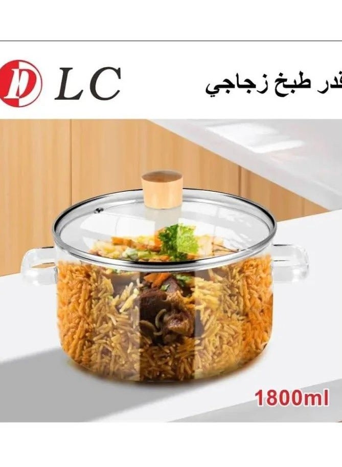 دي إل سي  قدر طهي زجاجي مقاوم للحرارة D LC، بغطاء مهواة ((1.8 لتر)) - Image 1