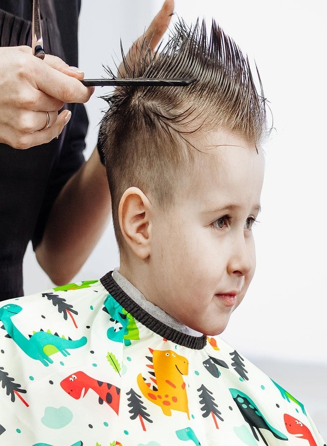 Gealaek Kids Haircut Cape and Neck Duster Brush Set with Dinosaur Pattern Kids Barber Cape 55x40 Inches for Boys & Girls Salon Cape Kit (White) - Image 4