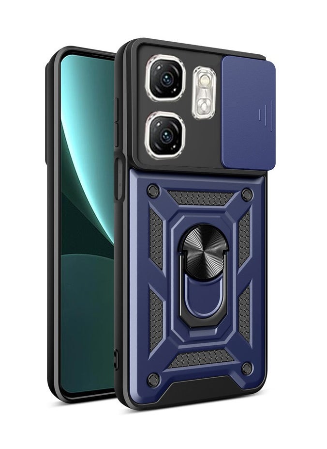 Generic Case Cover For Infinix Smart 9 / Hot50i , Slide Camera Lens Cover + 360°Rotating Kickstand Ring + Support Magnetic Car Mount Shockproof Mobile Phone Case For Infinix Smart 9 / Hot50i, Blue. 